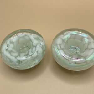 Jan Benda - Krystyna Glass Taper Candle Holder signed Set of 2
